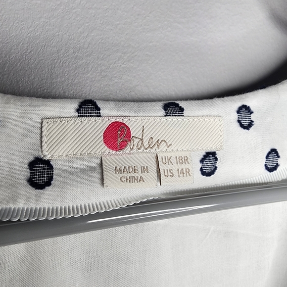Boden Flossie Swiss Dot Embroidered Floral Midi Dress White and Blue Size 18R - Picture 7 of 15